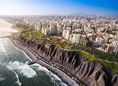 aerial view of the Lima coastline