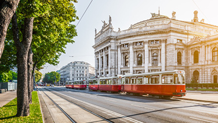 Wiener Ringstrasse with Burgtheater and tram